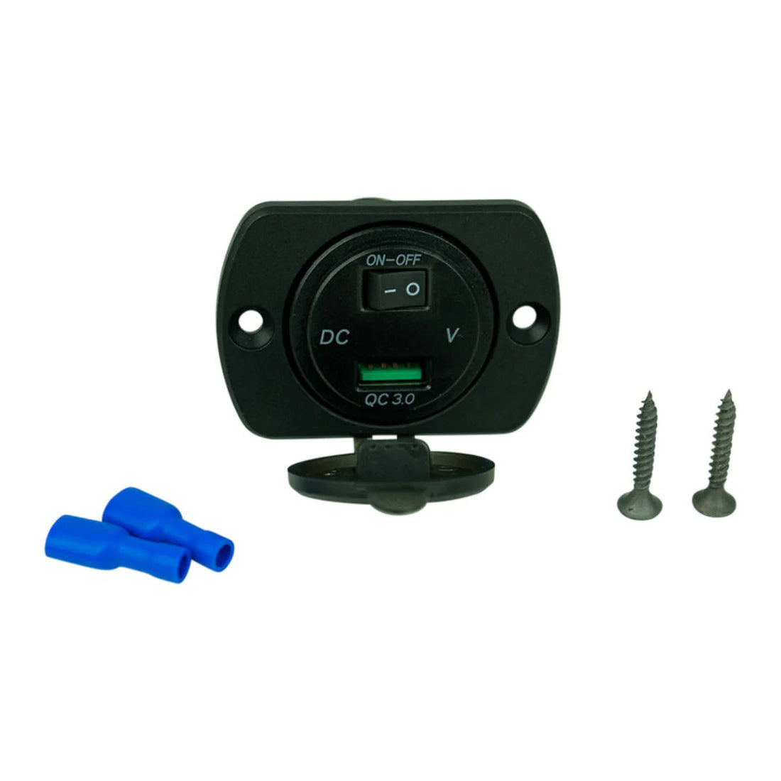 VoltFlow 12V Volt Gauge Flush Mount with USB and Switch with Red LED - ASFMUS