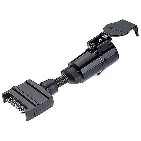 Narva Trailer Plug Adaptor 7 Pin Flat (Car) To 7 Pin Large Round (Trailer) - 82245BL -