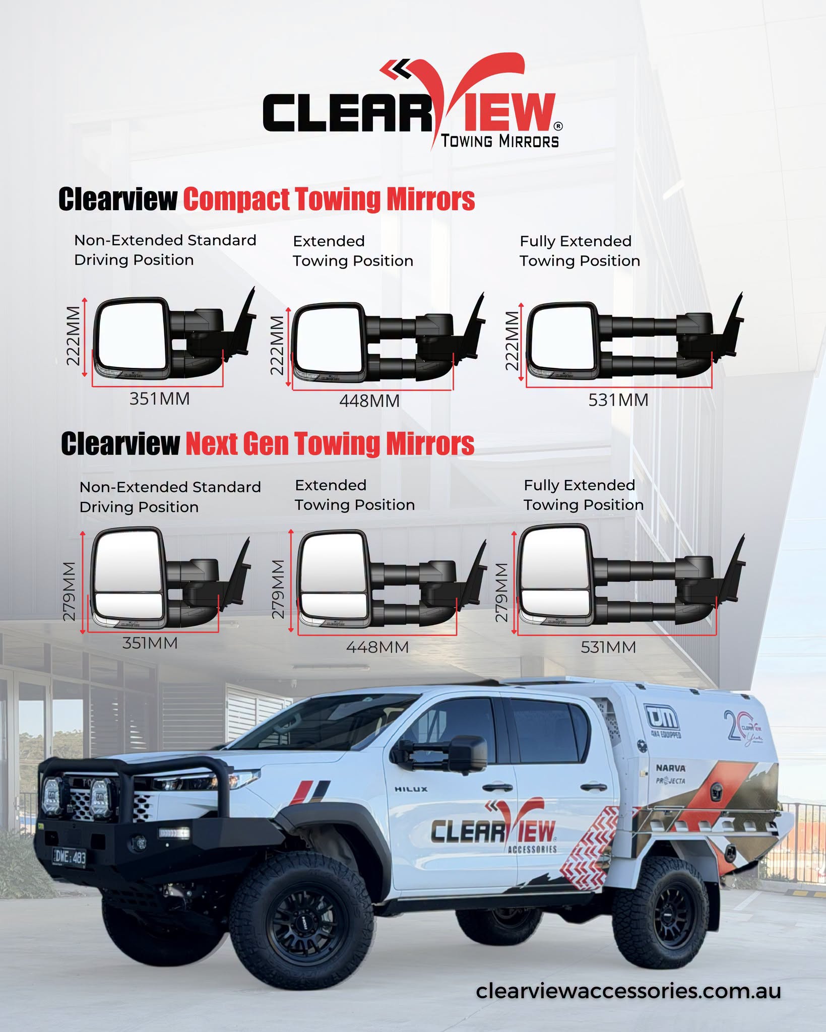 Clear View Mirrors - Ordered to suit your Vehicle